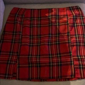SHEIN Red Plaid Mini Skirt